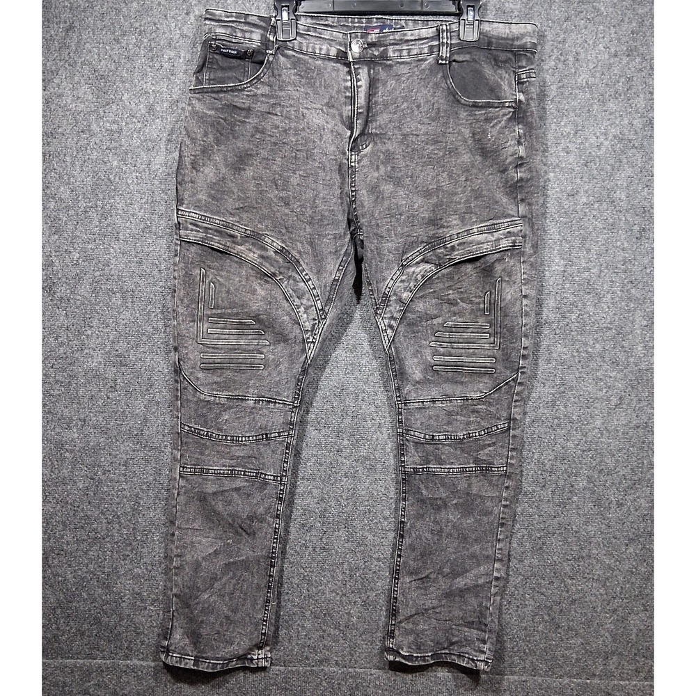 Phat Farm VGTMens Distressed Acid Wash Moto Biker Skinny Fit Stretch Jeans 38x30